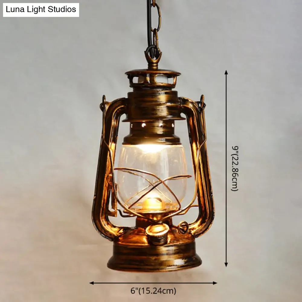 Nautical Clear Glass Oil Lamp Pendant Light for Dining Room