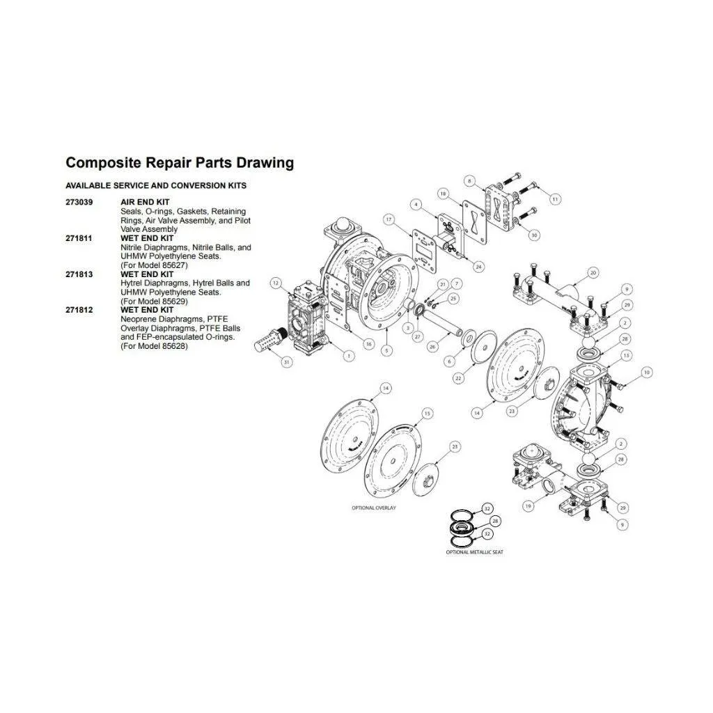 Neoprene Wet-End Kit for Diaphragm Pump Model 85628