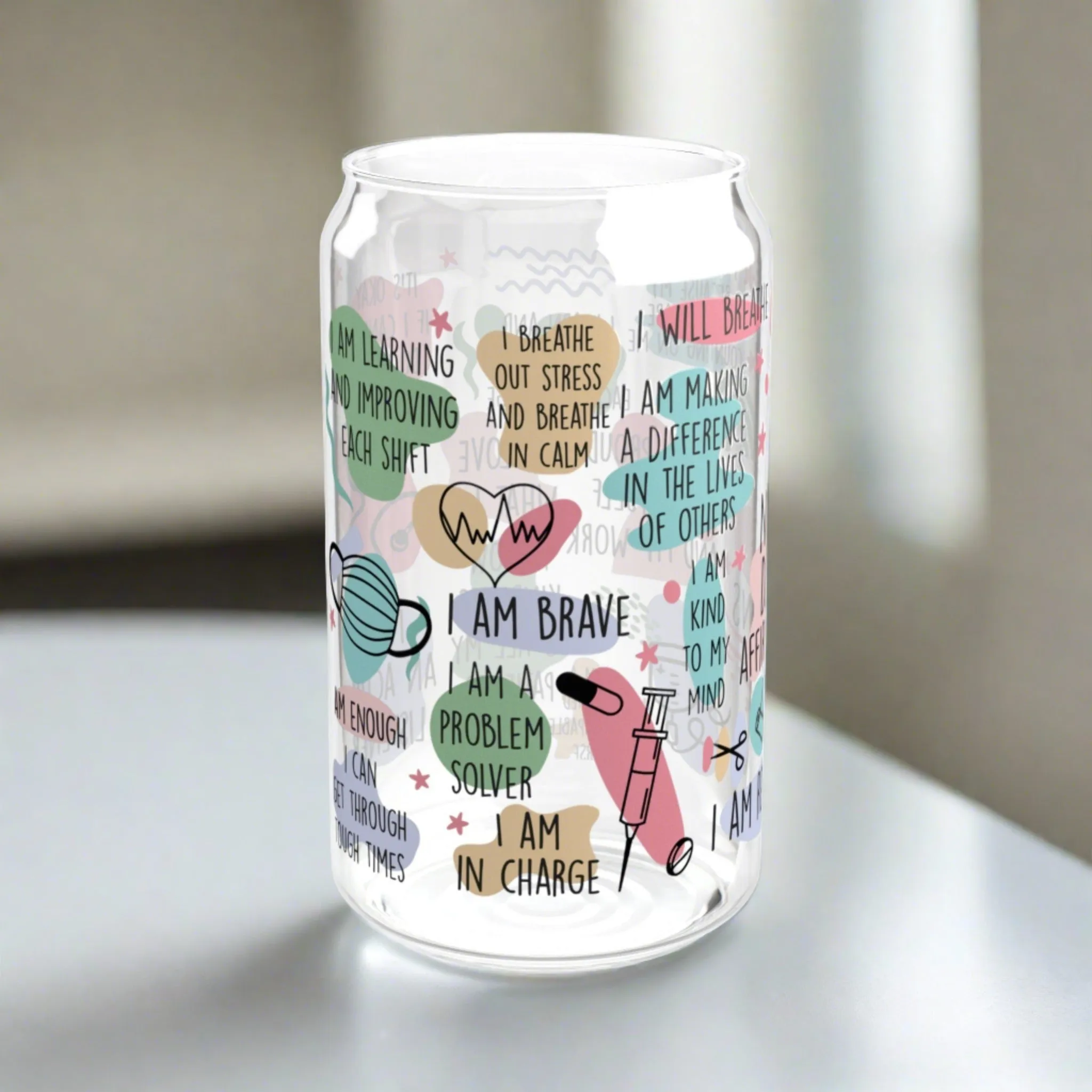 Nurses Affirmations | Sipper Glass, 16oz