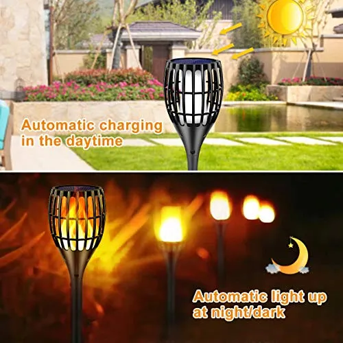 Ollivage Solar Lights Outdoor, 43" Flickering Flames Torch Light Solar Garden Lights Waterproof Landscape Lighting Dusk to Dawn Auto On/Off Security Torch Light for Yard Patio Driveway, 4Pack