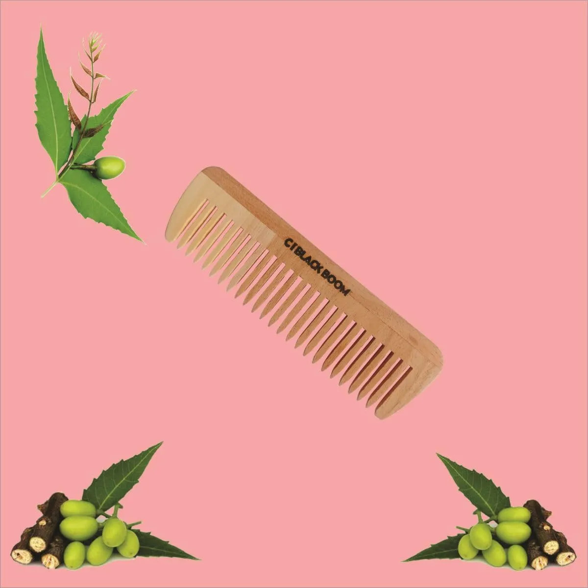 Organic young green neem wooden comb C05