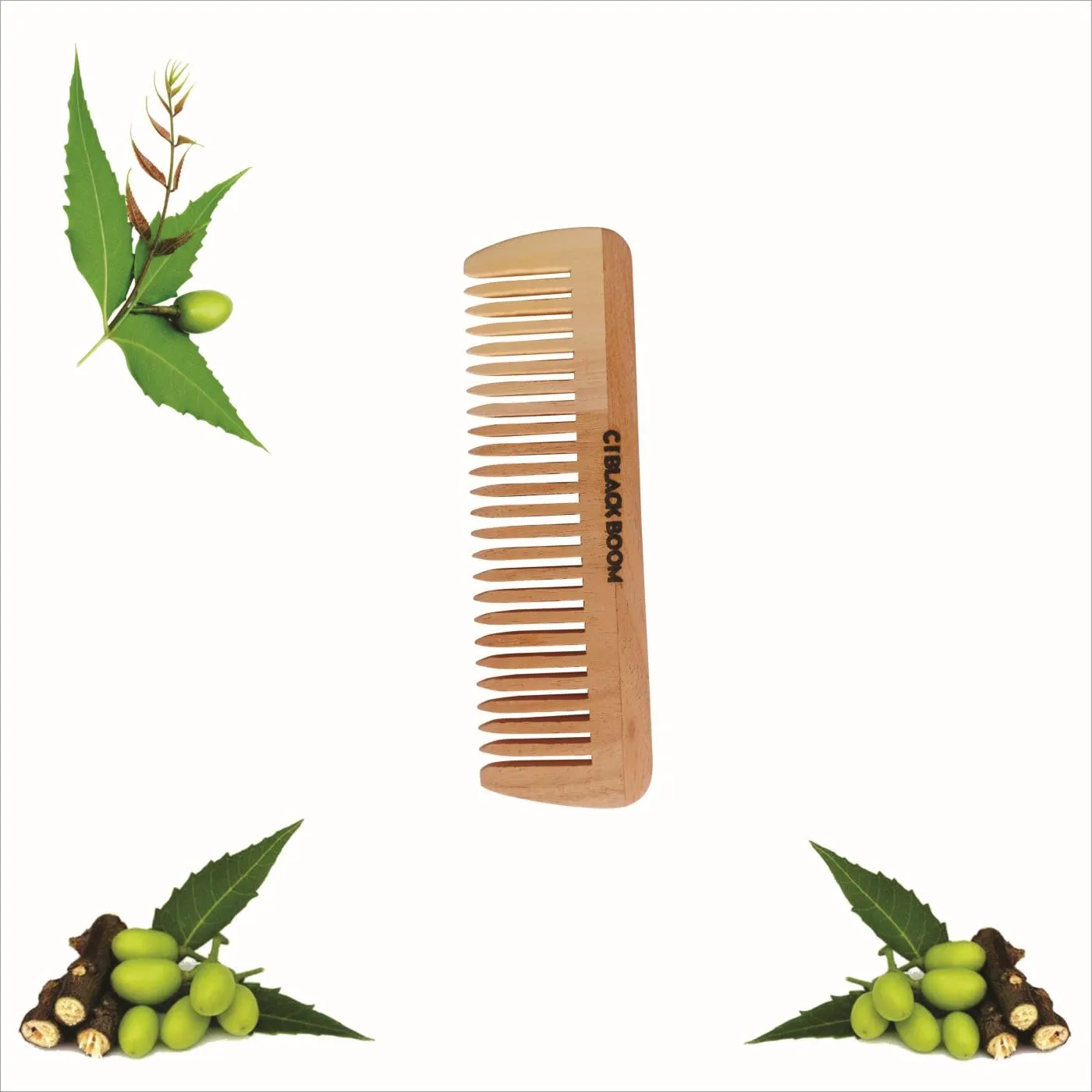 Organic young green neem wooden comb C05