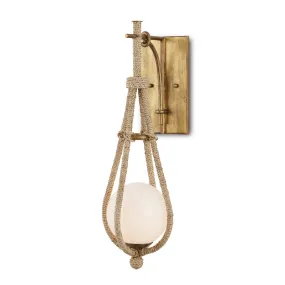 Passageway 1-Light Wall Sconce in Natural Rope/Dorado Gold/Frosted