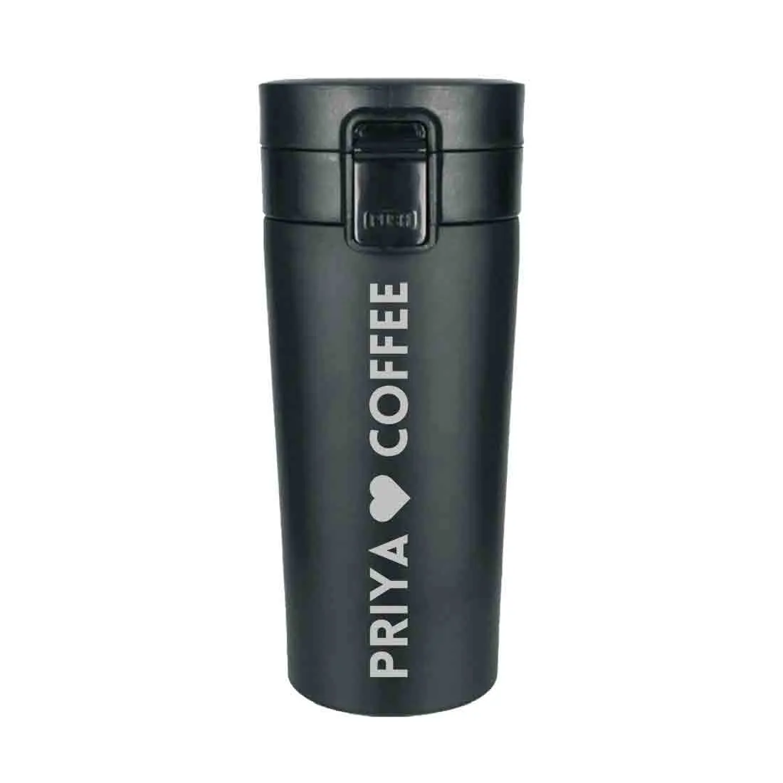 Personalised Coffee Cup with Lid Engraved Custom Travel Mug Vacuum Flask (380 ML) - Heart