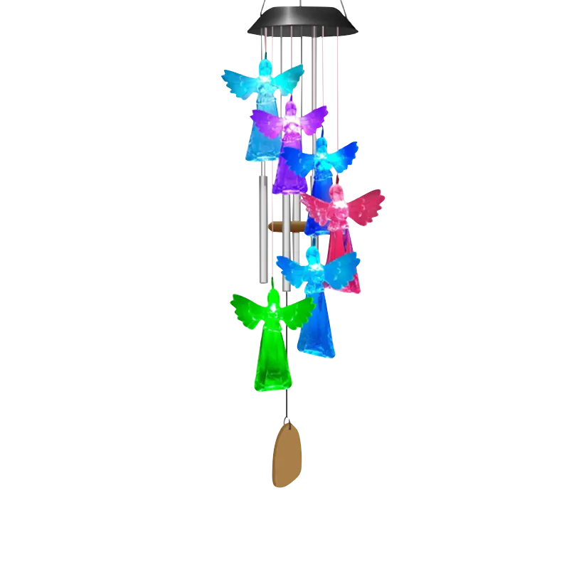 Personalized Colorful Solar Angel Wind Chime Hanging Decoration