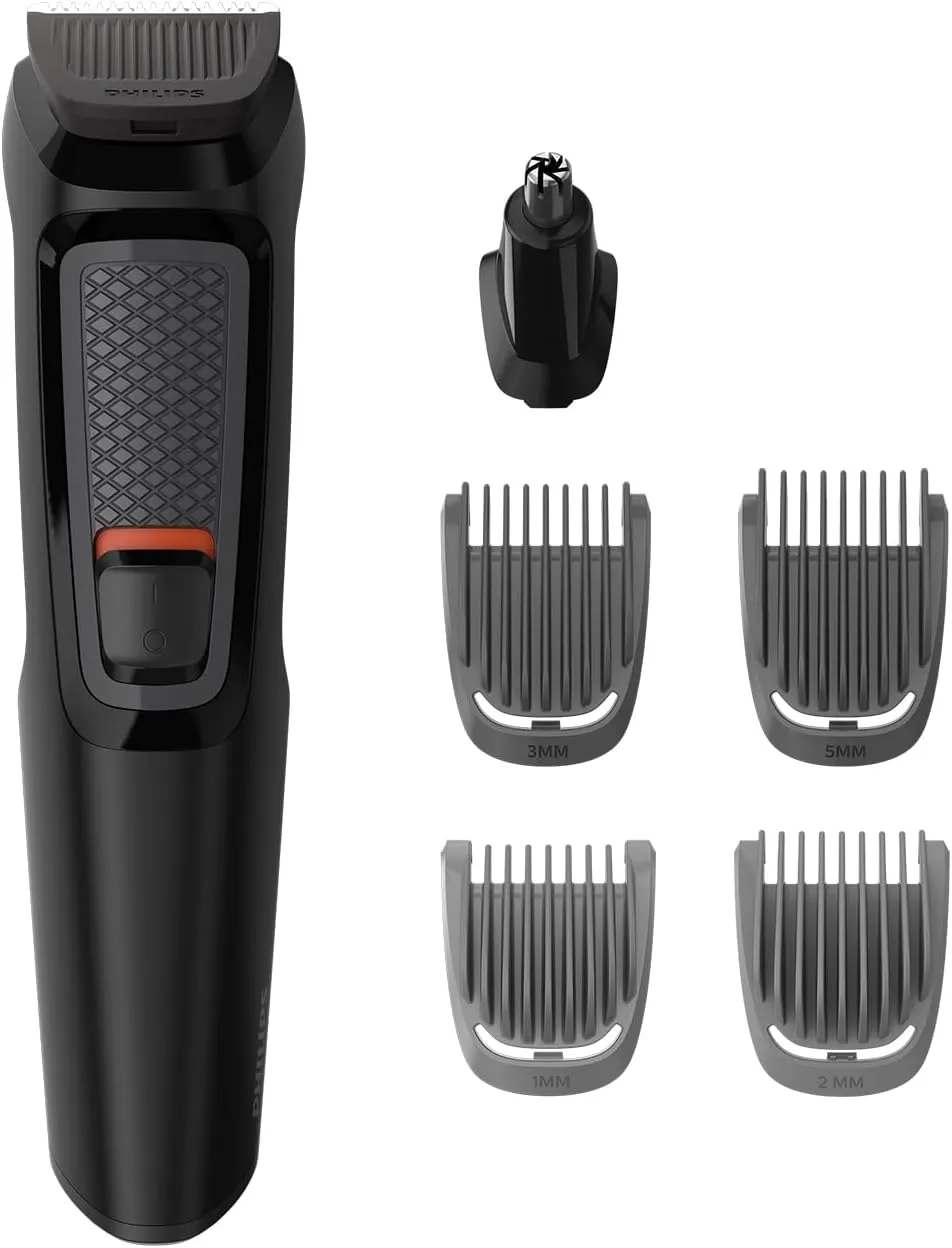 Philips MULTIGROOM Series 3000 MG3710/33 Rechargeable Black hair trimmers/clipper – Razor (Black, Rectangle, Beard, Ear, Eyebrow, Nose, Stainless Steel, 60 min, Integrated)