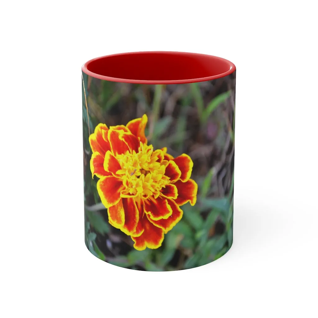 Red and Yellow Flower Accent Coffee Mug, 11oz