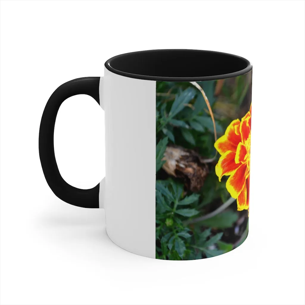 Red and Yellow Flower Accent Coffee Mug, 11oz