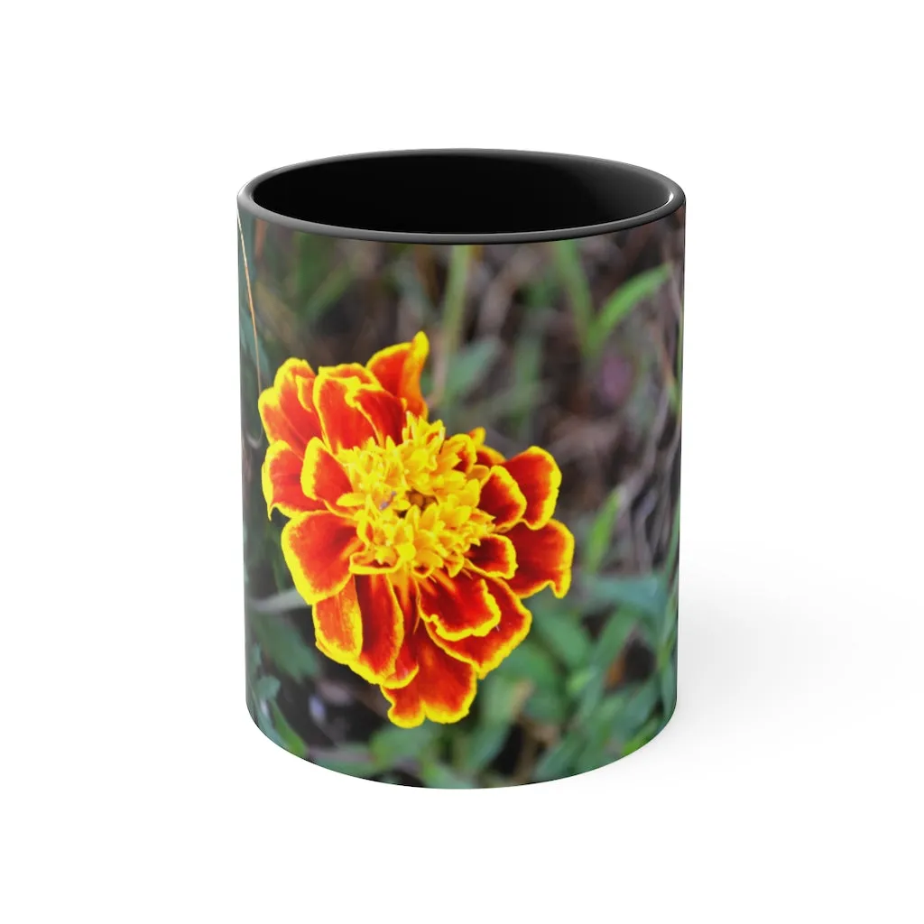 Red and Yellow Flower Accent Coffee Mug, 11oz