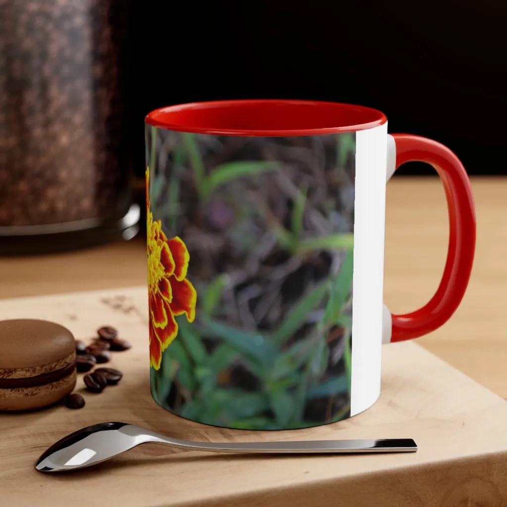 Red and Yellow Flower Accent Coffee Mug, 11oz