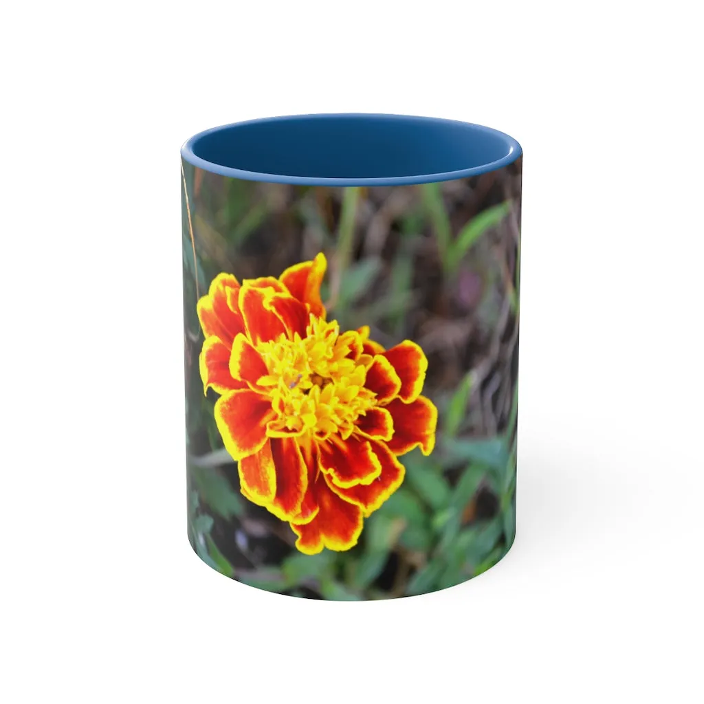 Red and Yellow Flower Accent Coffee Mug, 11oz