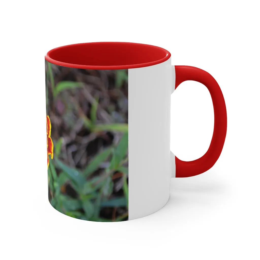 Red and Yellow Flower Accent Coffee Mug, 11oz