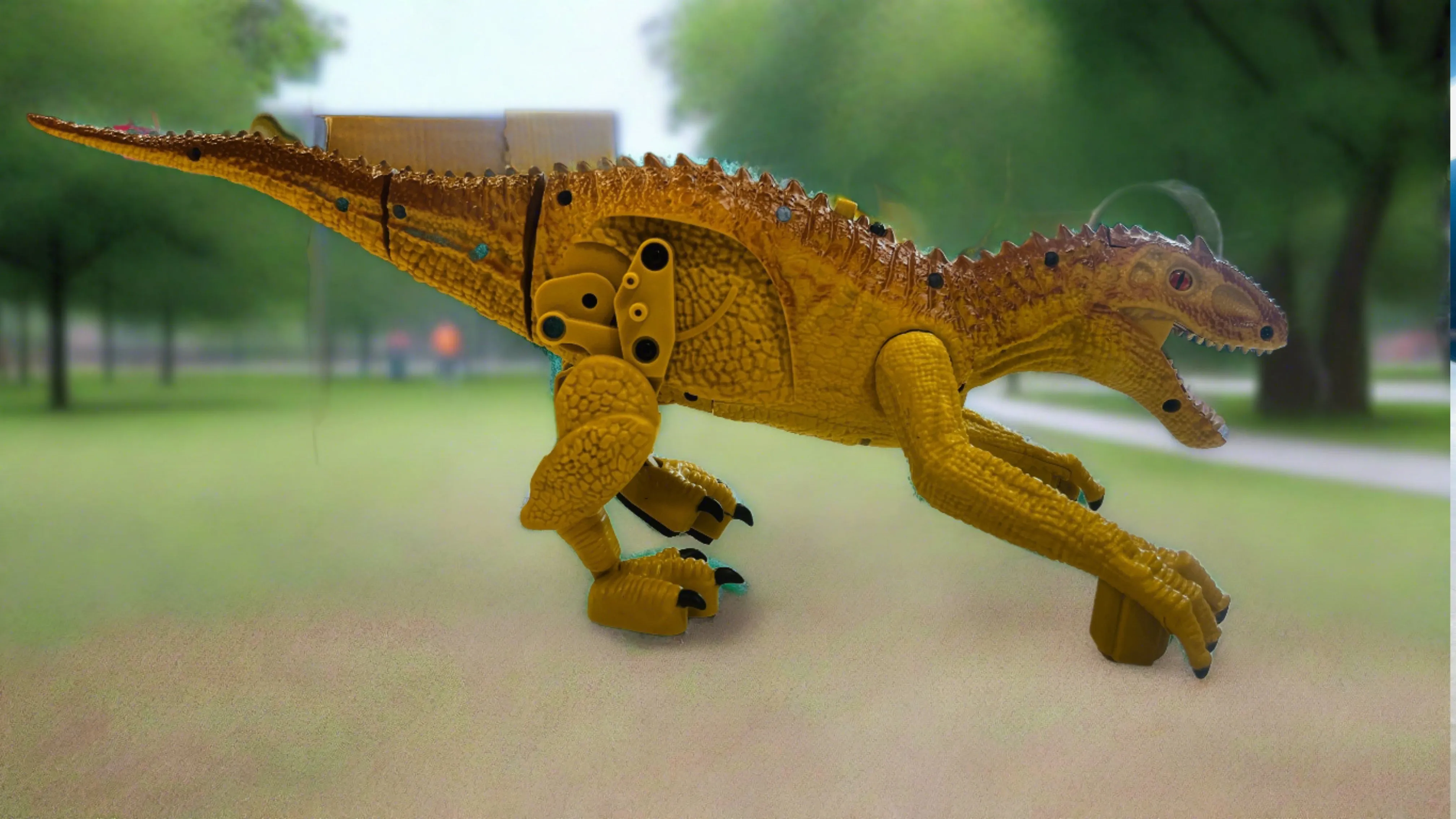 Remote control dino with real walk- Raptor dino with smoke and lights - simulation rc dinasour for kids.