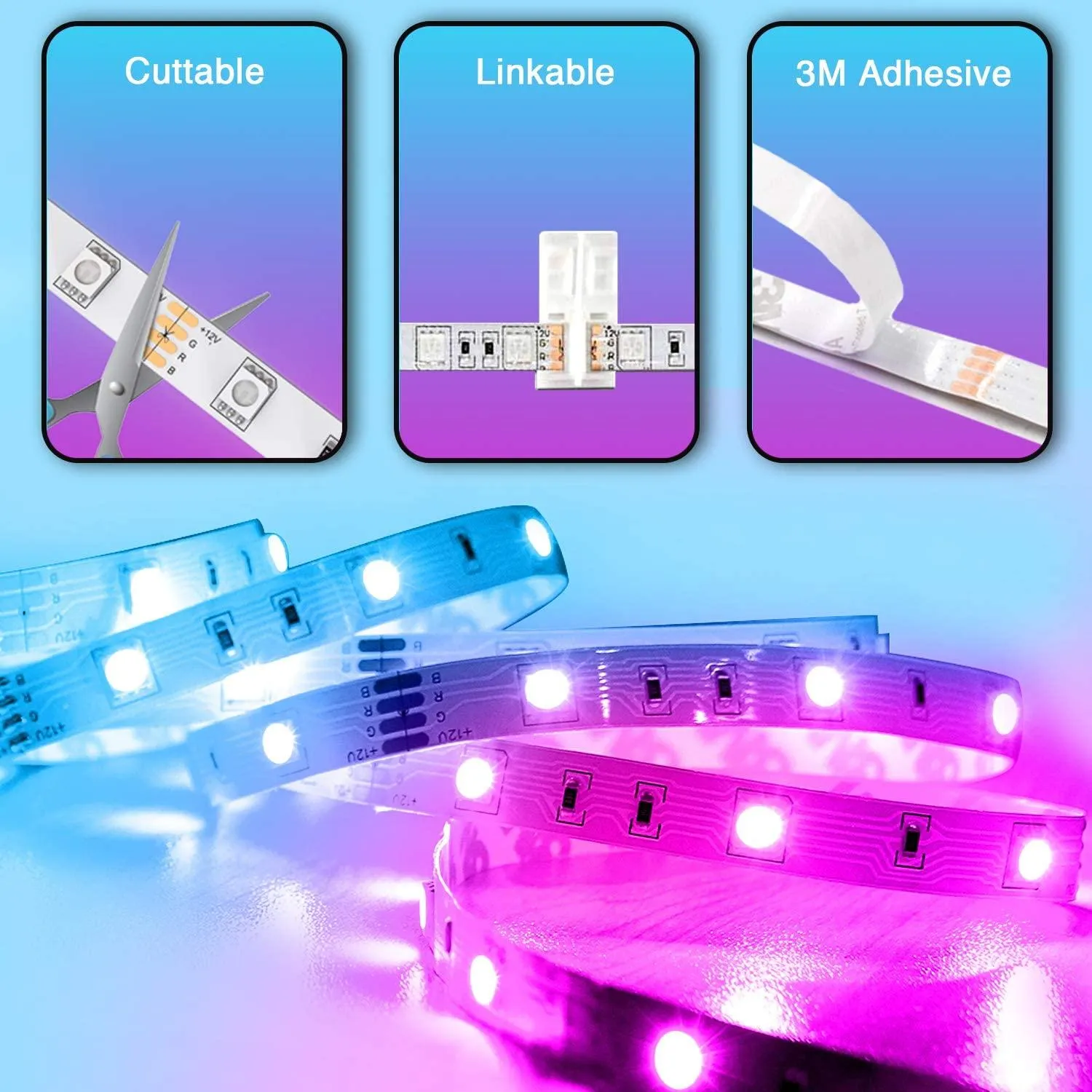 RGB LED Strip 12V 5050 12V IP20 Non Waterproof 300LED 10 Metre Kit