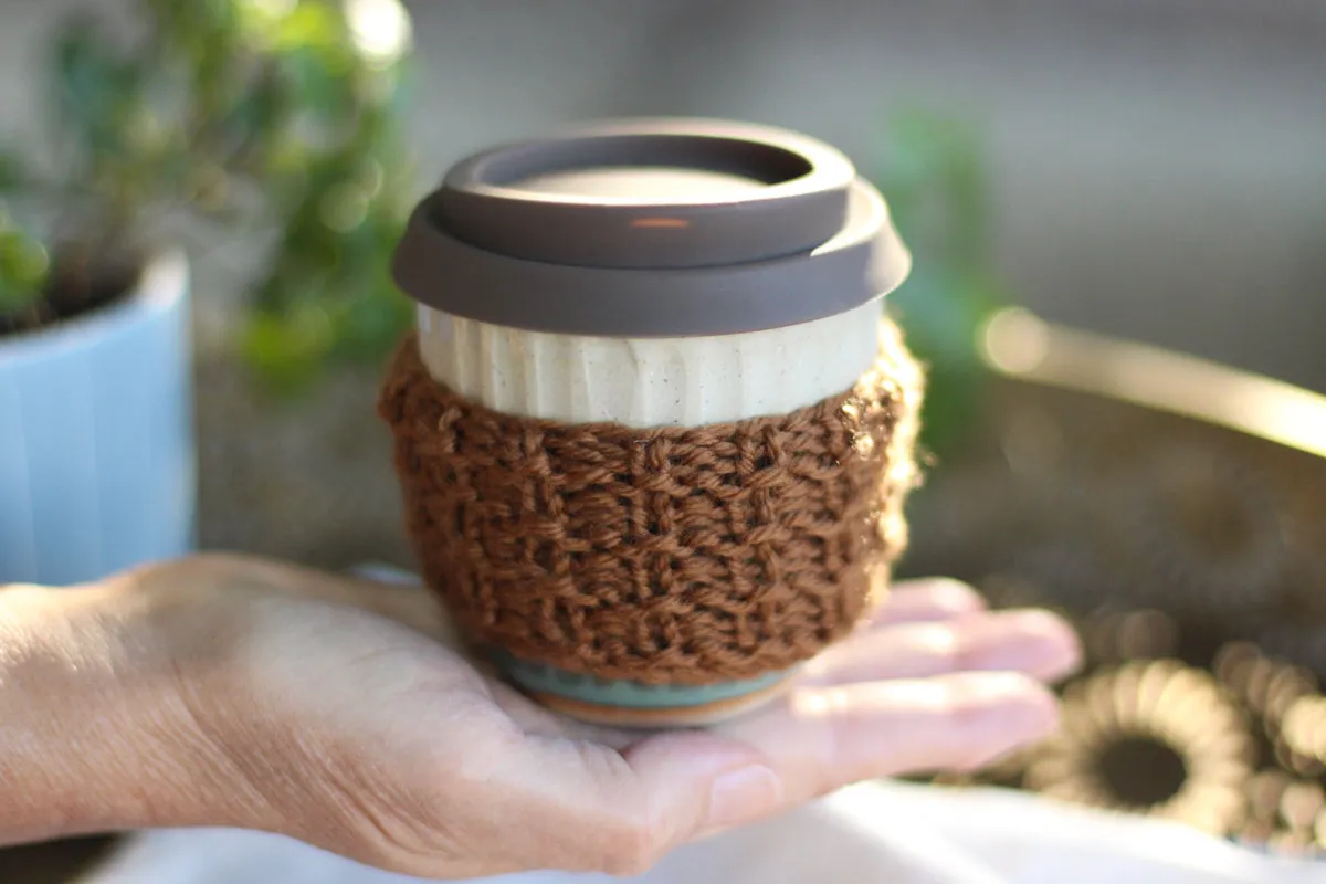 Ridged Coffee Cup Cosy | PDF Knitting Pattern