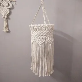 Rustic Hemp Rope Pendant Light with Criss-Cross Fringe, Corridor Drop Design - 1 Head, White