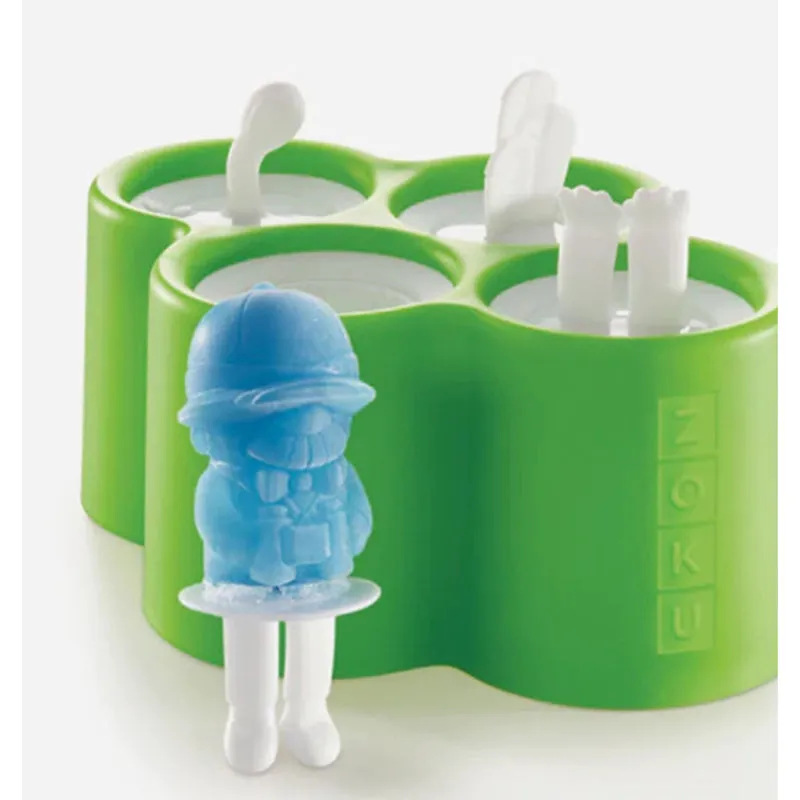 Safari Green Animal Ice Pop Maker with 4 Popsicles Molds | 7 x 6 x 4 inches