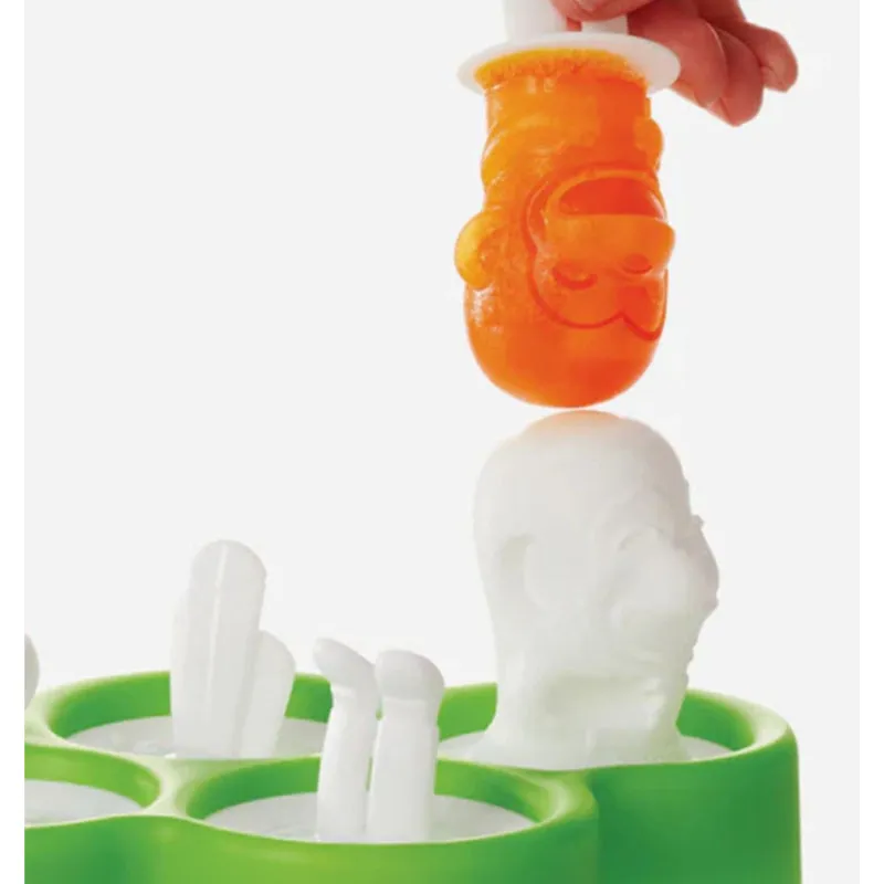 Safari Green Animal Ice Pop Maker with 4 Popsicles Molds | 7 x 6 x 4 inches