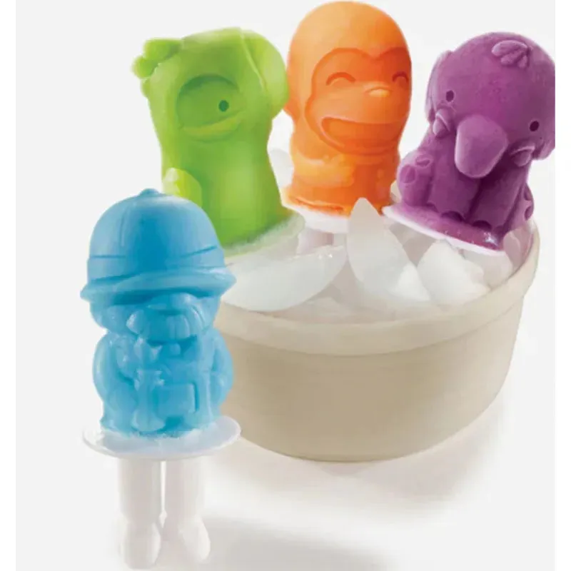 Safari Green Animal Ice Pop Maker with 4 Popsicles Molds | 7 x 6 x 4 inches