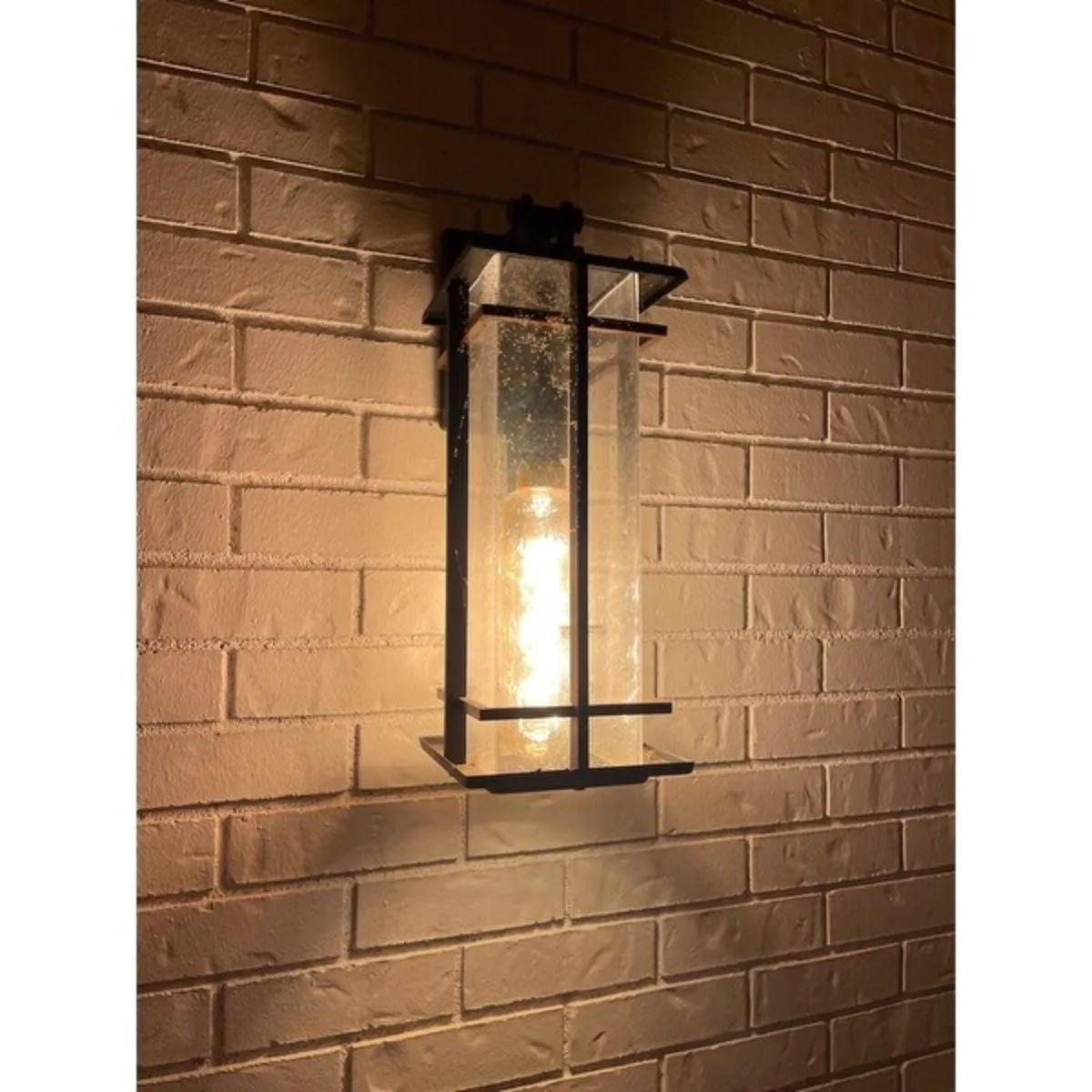 San Marcos 18 in. Outdoor Wall Lantern Black & Antique Copper Finish