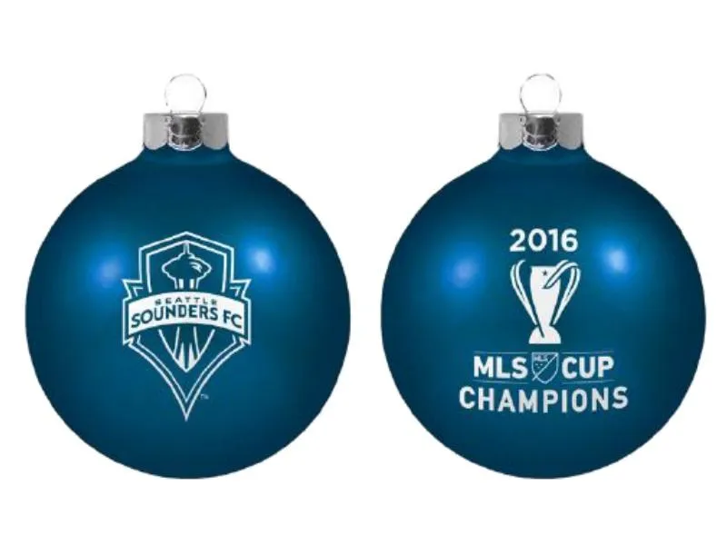 Seattle Sounders FC 2016 MLS Cup Champions Boelter Blue Glass Ball Ornament