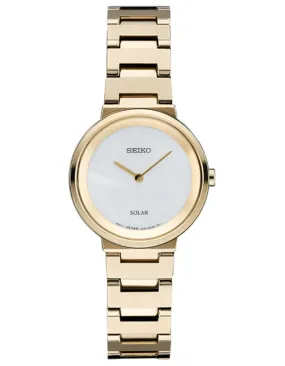 Seiko Womens Essential Watch- Gold-Tone - White Mother of Pearl Dial - Bracelet