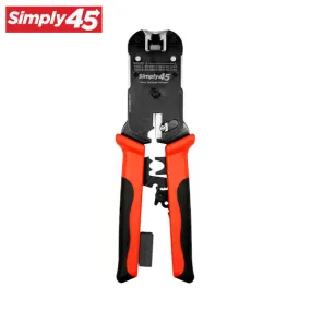 Simply45 - S45-C101 - ProSeries - All-In-One RJ45 Crimp Tool - Built-in Stripper / Cutter / Tool Lock / Click Socket / Blade Storage - for Simply45 RJ45 Pass-Through & Standard WE/SS Modular Plugs