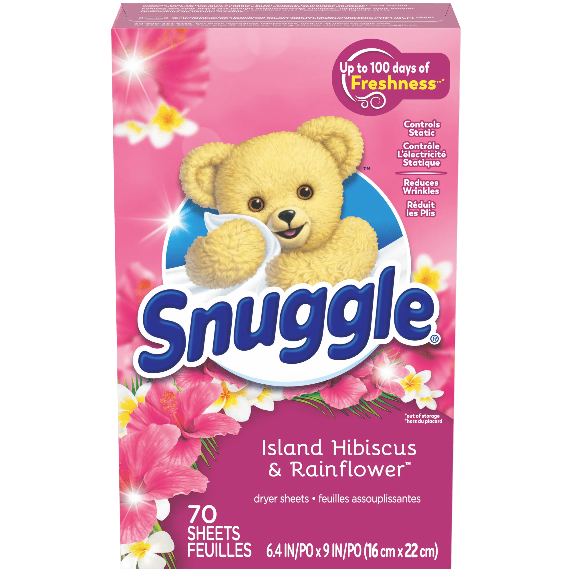 Snuggle  Fabric Softener Dryer Sheets, Island Hibiscus & Rainflower, 70 Count