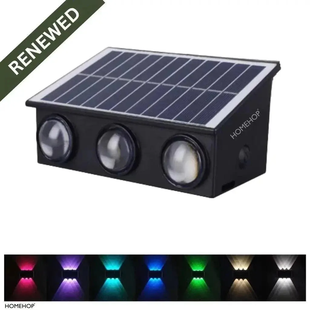 Solar Decoration LED Up Down Lighting Outdoor Wall Lamp Waterproof For Home, Garden, Fence, Stair (RGB Light, ABS)(Renewed)