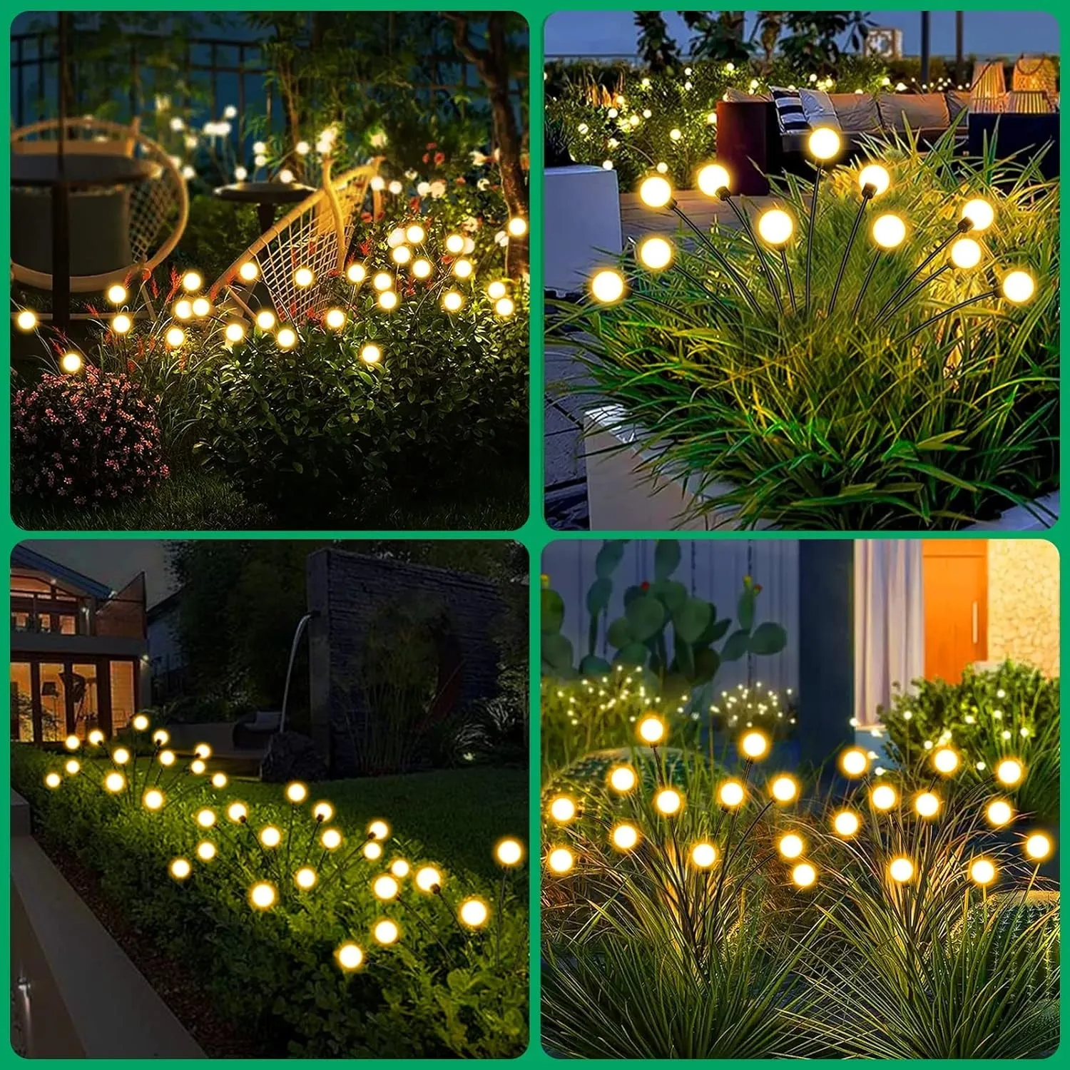 Solar Garden Lights, Solar - Powered Firefly Lamp, New Upgraded Solar Firefly Lights Outdoor Waterproof, Solar Outdoor Decorative Lights for Yard Gardening Patio Backyard Pathway Décor (2 PCS Set 12 LED (Warm Light))