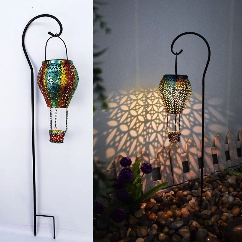 Solar Garden Waterproof LED Projection Retro Lantern Stake Light