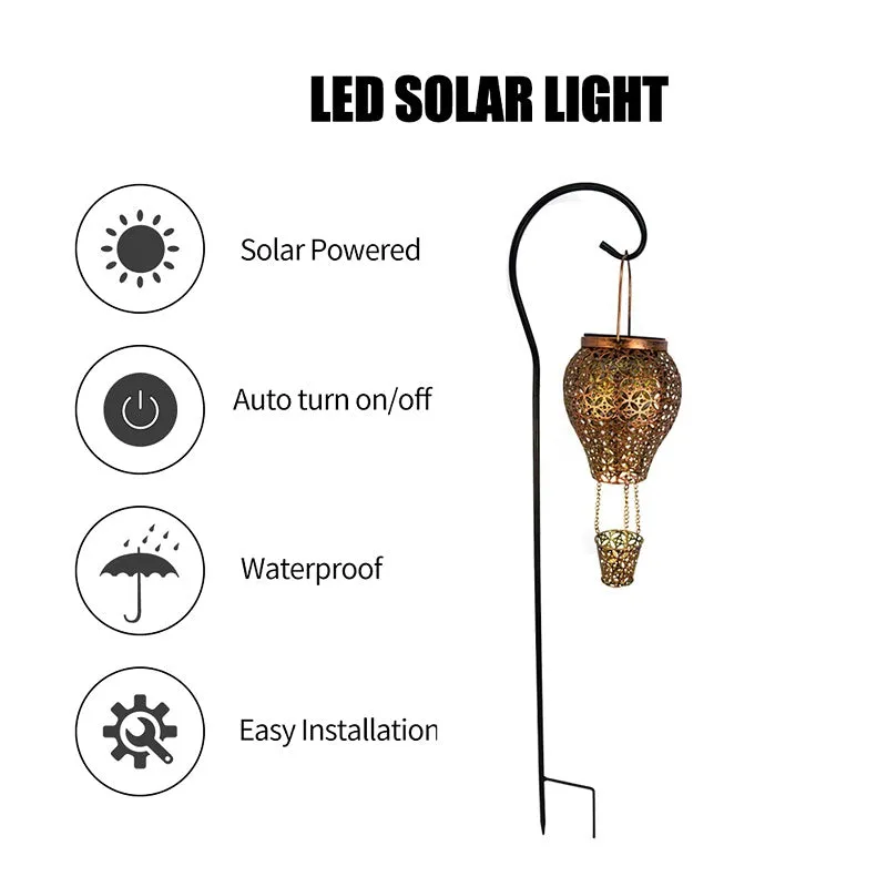 Solar Garden Waterproof LED Projection Retro Lantern Stake Light