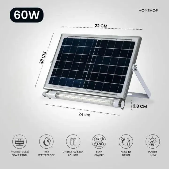 Solar LED Tube Light Waterproof Wall Lights for Home, Garden, Outdoor ( 60W, Cool White, 5M Cable )