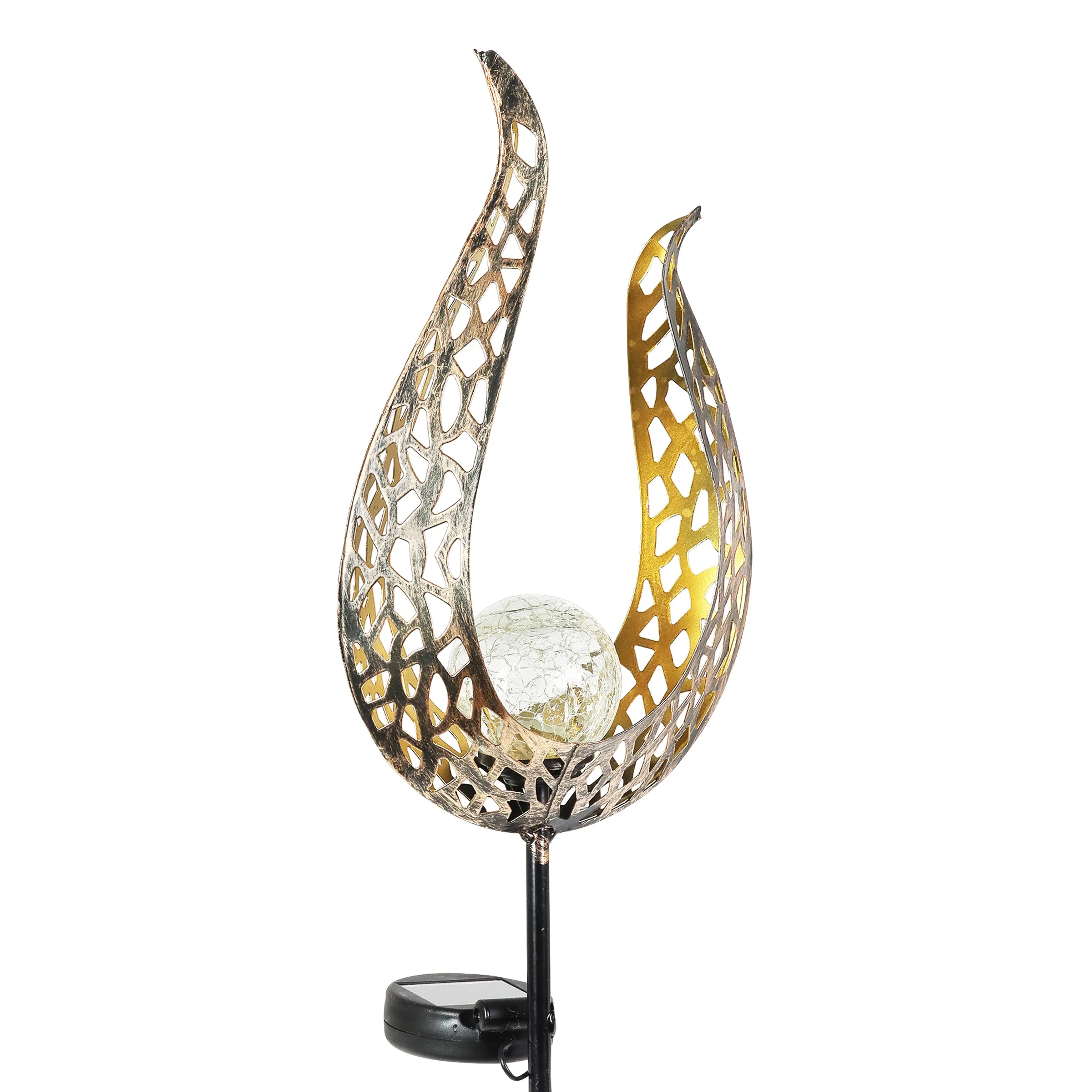 Solar Metal Filigree Flame Torch Garden Stake, 35.5 Inches tall