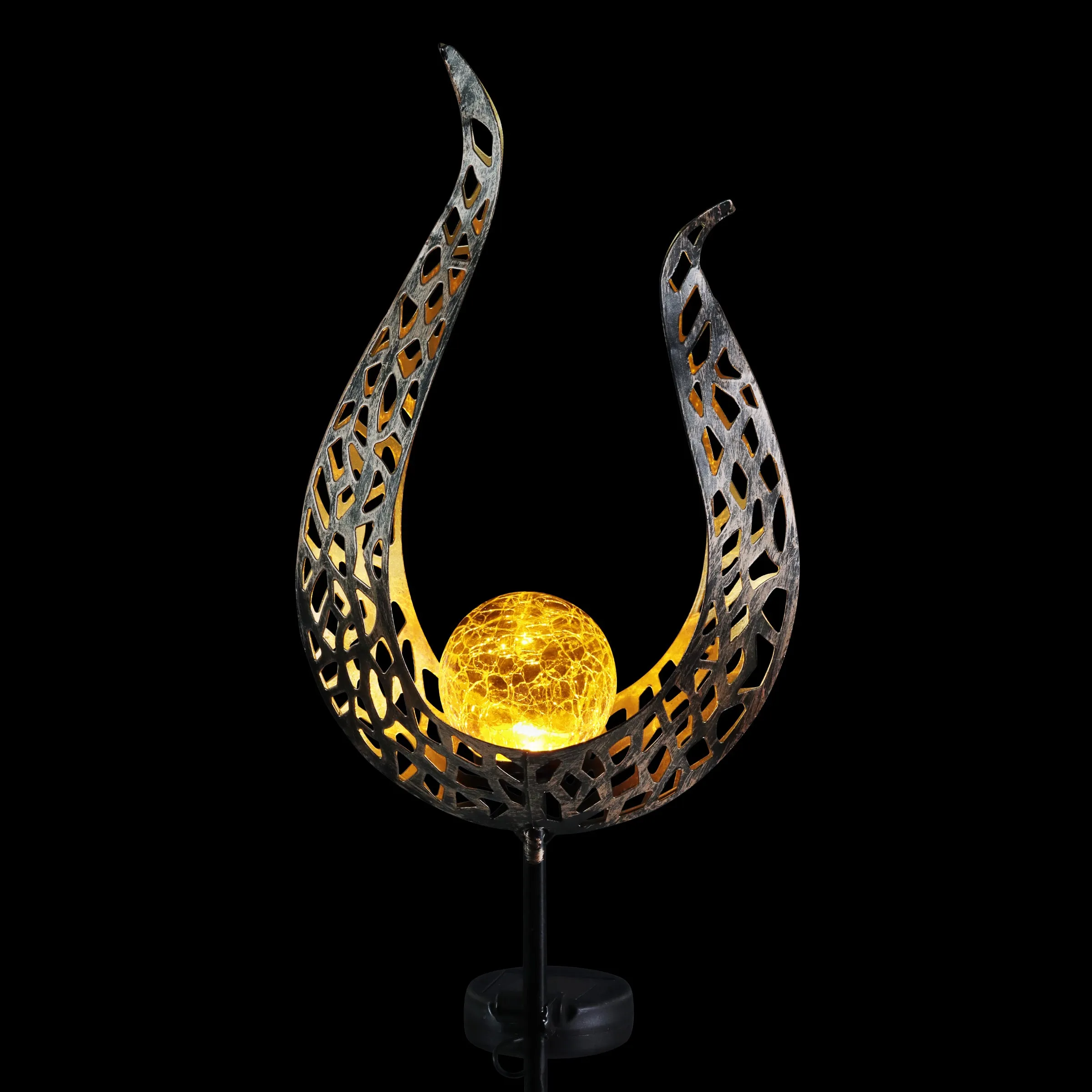 Solar Metal Filigree Flame Torch Garden Stake, 35.5 Inches tall