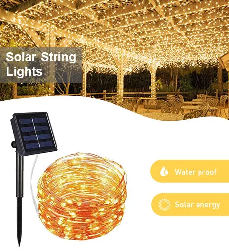 Solar Powered 100 LED Copper Wire Fairy Light 32'