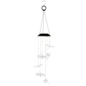 Solar Powered Dragonfly Lights Wind Chimes LED Color Changing Hanging Wind Lamp Waterproof Decorative Night Lamp For Lawn Yard Balcony Porch