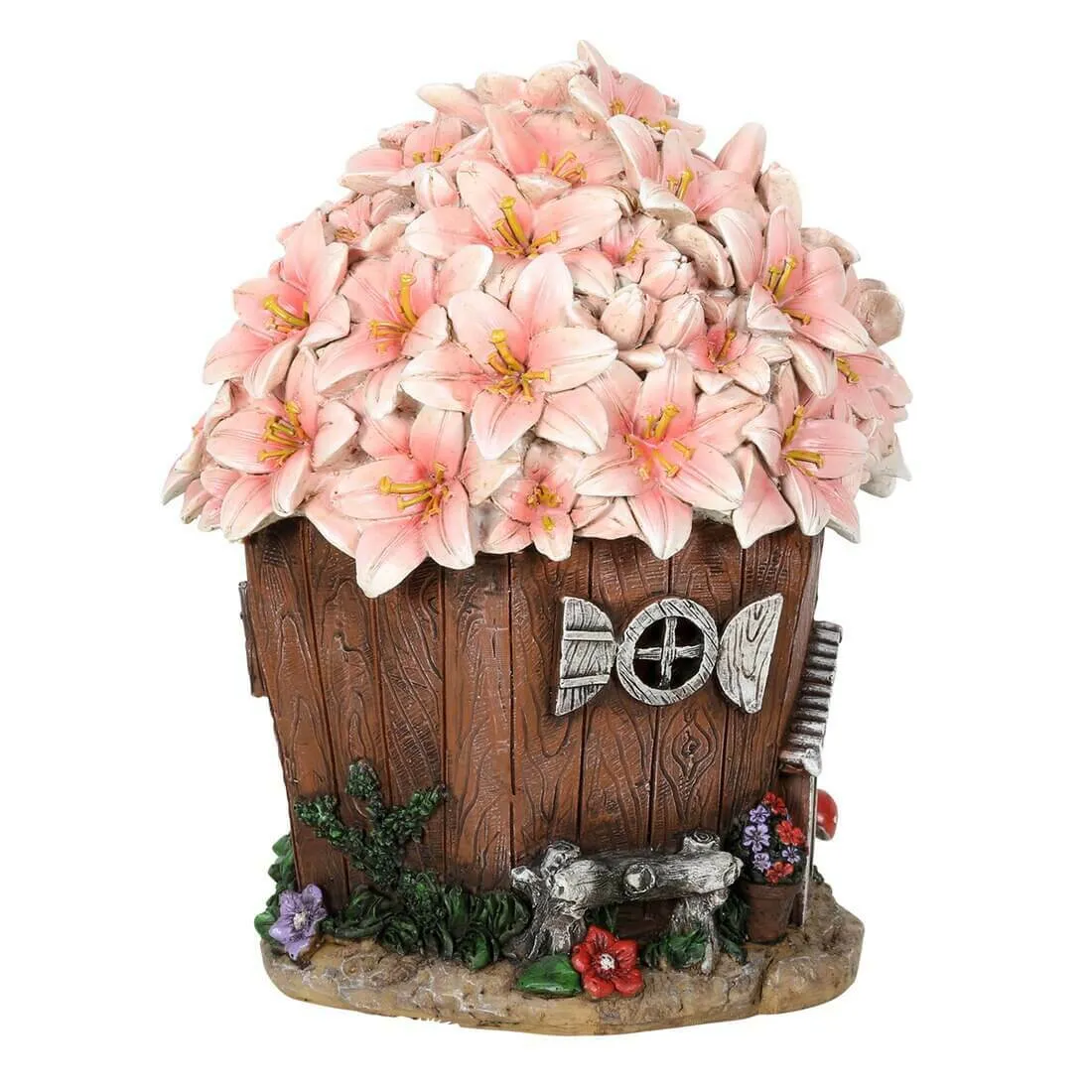 Solar Powered Garden Ornament Light Flower Blossom House