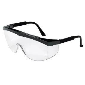 SS110 MCR Safety SS1 Series Safety Glasses, Clear Lens, Nylon Black Temple