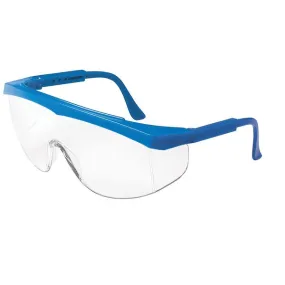 SS120 MCR Safety SS1 Series Safety Glasses, Clear Lens, Nylon Blue Temple