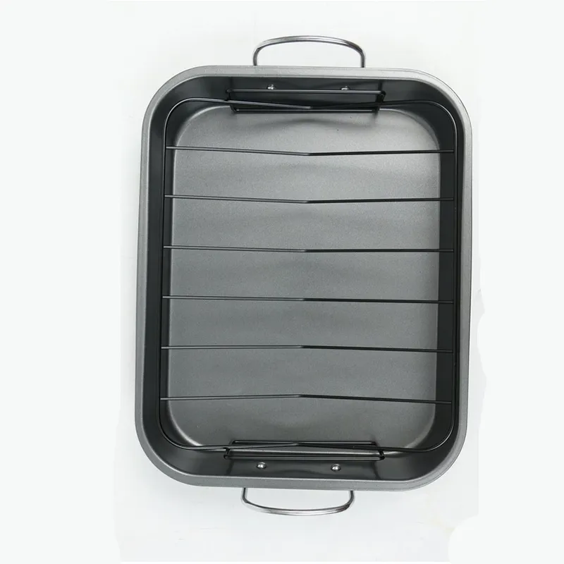 Stainless Steel Non-Stick Roaster Pan With V-Shaped Rack