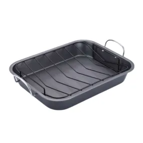 Stainless Steel Non-Stick Roaster Pan With V-Shaped Rack