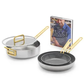 Stanley Tucci™ Mixed Material Stainless Steel 4-Piece Chef Set with the Tucci Cookbook