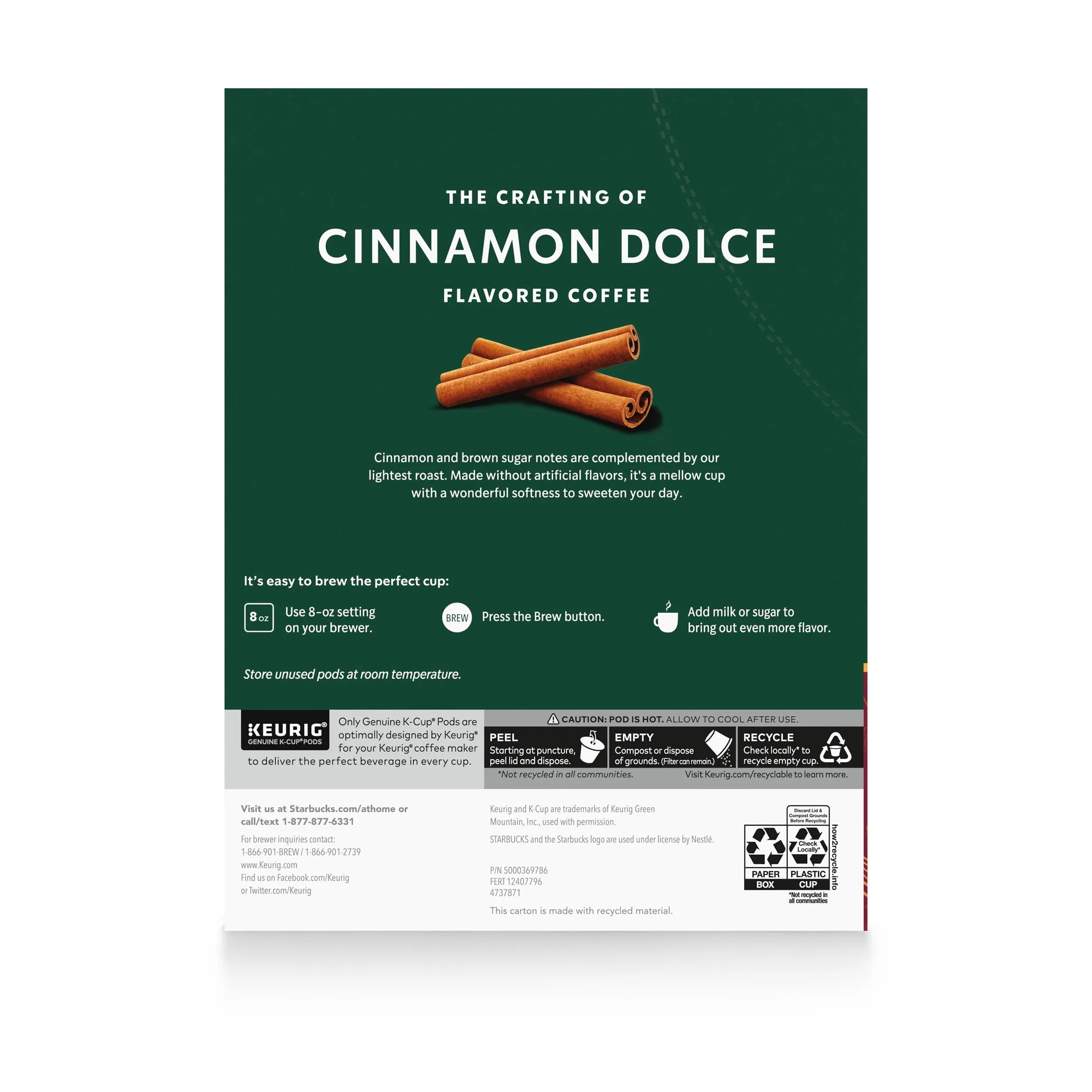 Starbucks Cinnamon Dolce Naturally Flavored Coffee, Keurig K-Cup Coffee Pods, 22 Count