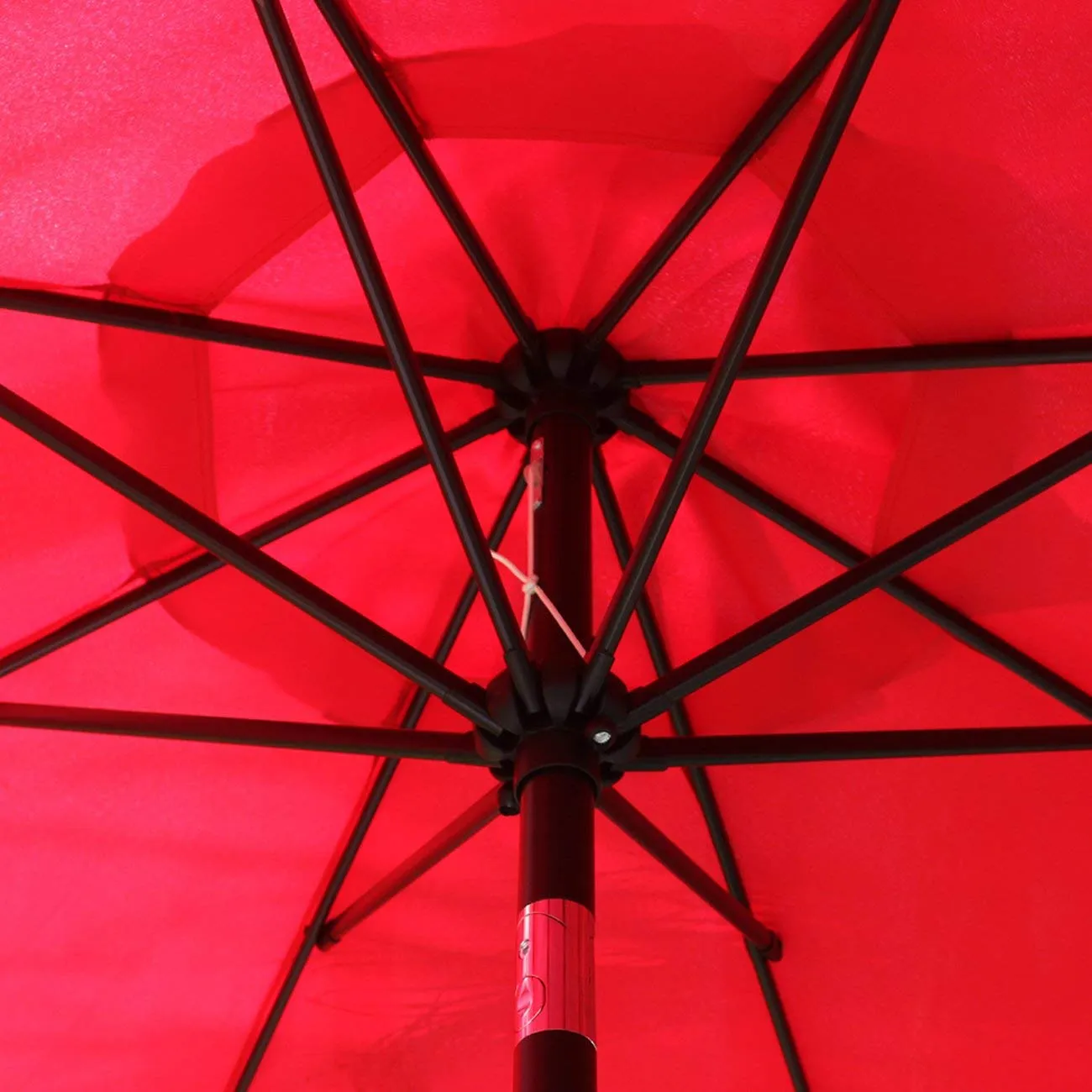 Sunnyglade 9' Solar LED Lighted Patio Umbrella with 8 Ribs/Tilt Adjustment and Crank Lift System (Red)