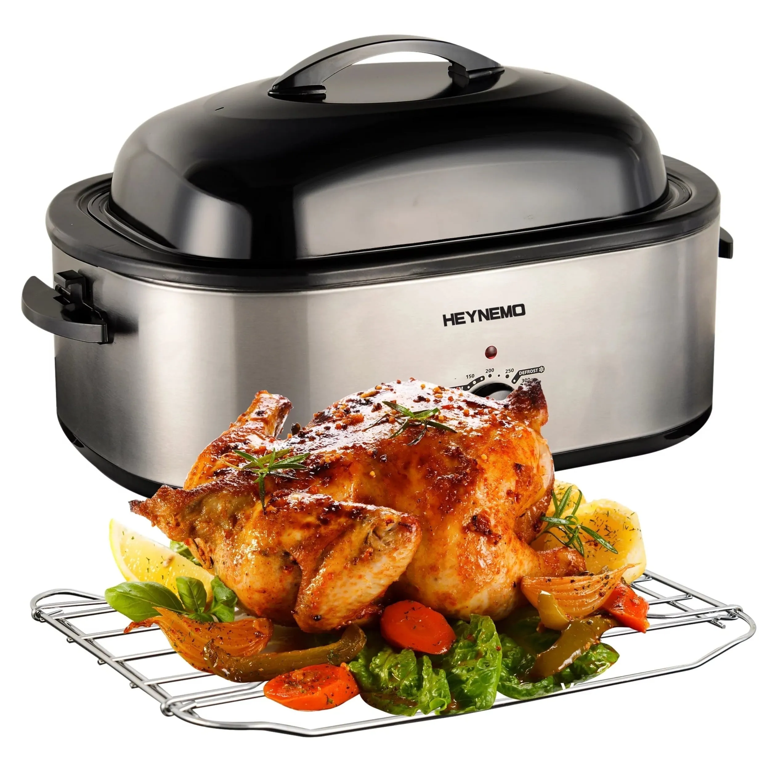 Superjoe 20 QT Roaster Oven with Self-Basting Lid, Electric Turkey Roaster Oven with Removable Pan & Rack, Stainless Steel