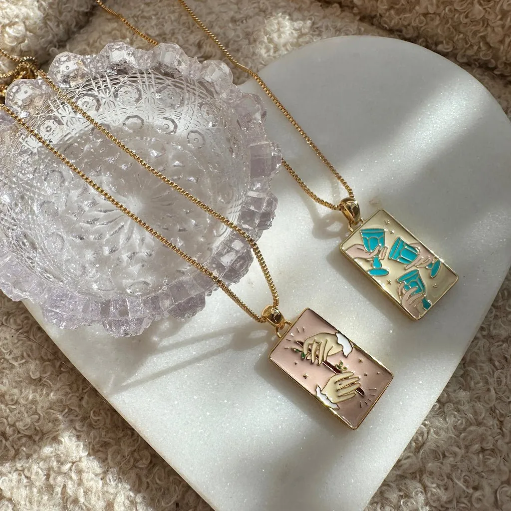 Three of Cups Tarot Pendant Necklace