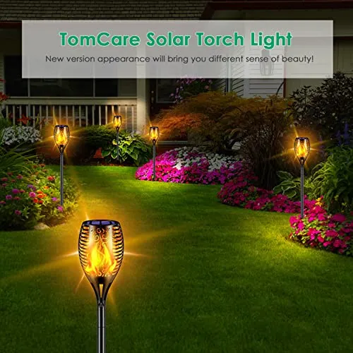 TomCare Solar Outdoor Lights 99 LED Higher & Larger Flickering Flame Solar Torch Lights 43" Waterproof Outdoor Lighting Solar Powered Pathway Lights Christmas Decorations for Garden Patio Yard, 4Pack