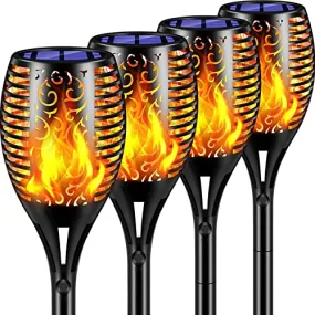 TomCare Solar Outdoor Lights 99 LED Higher & Larger Flickering Flame Solar Torch Lights 43" Waterproof Outdoor Lighting Solar Powered Pathway Lights Christmas Decorations for Garden Patio Yard, 4Pack