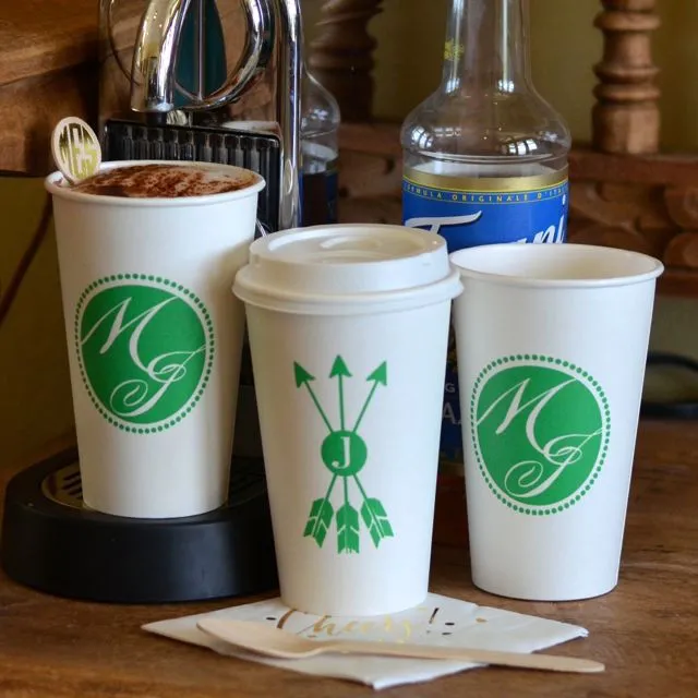 Two Letter Monogram Paper Coffee Cups